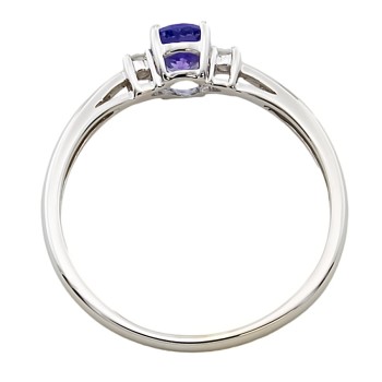 9ct white gold Tanzanite/Diamond 3 stone Ring size O